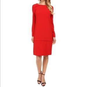 Anne Klein Milano long sleeve horizontal red dress